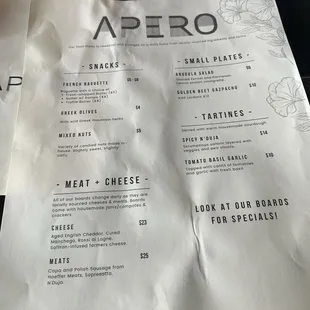 menu