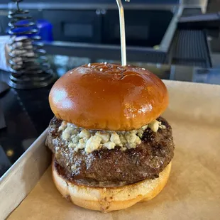 a burger on a bun