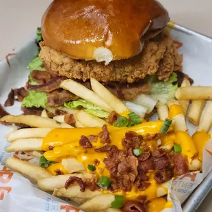 Fried Chicken Sandwich and Loaded Fries