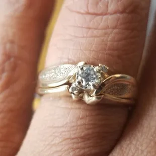 Sentimental Wedding Ring set with missing diamond replaced by Apex Jewelers