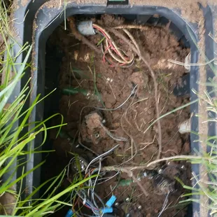 Pictured here is after maliciously dumped dirt in the box to get back at me for questioning the poor quality of the installation.