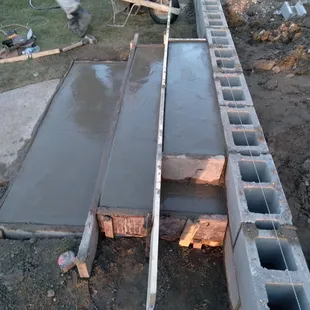 New porch with poured concrete steps