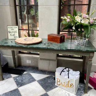 Gift table at the entrance of the venue.