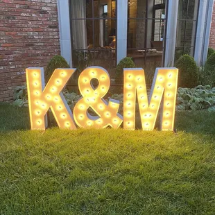 Beautiful light up sign for the bride and groom.