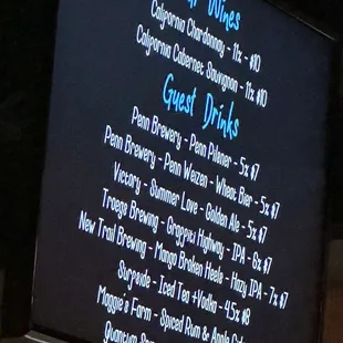 Other drink options.