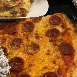 New Haven style Pepperoni Pizza &amp; Roman style Brisket/Potato/Bacon Pizza