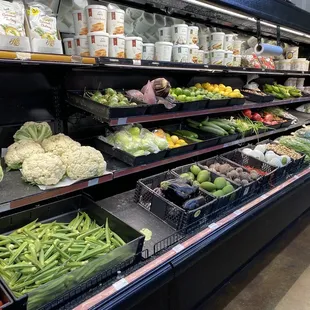 a produce section in a grocery store