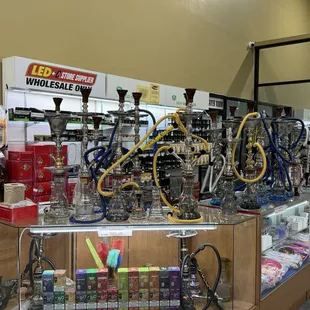 a display of various types of smoking devices