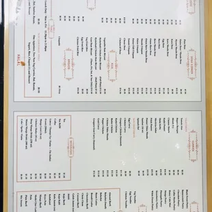 Full menu as of 12/12/2020