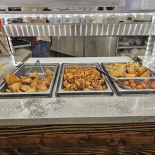 Savory hot stuff - puffs, samosa, onion fritters etc