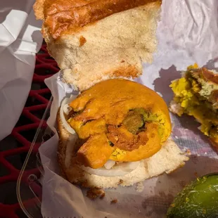 Vada pav inside