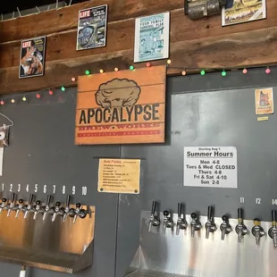 a variety of beer taps