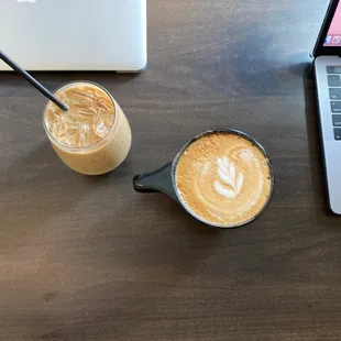 Vanilla bean latte iced and hot