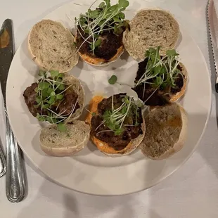 Lamb sliders appetizer. Usually comes with 3- Lucky me because they were delicious!