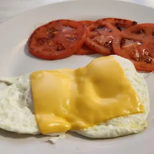 a plate of eggs and tomatoes