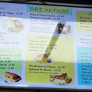 Breakfast menu as of 10/27
