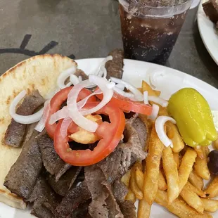 Gyro plate with fries