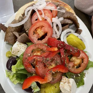 Gyro plate with Greek salad