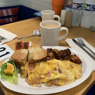 Ham and cheese omelet.