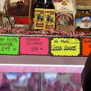 a variety of meats on display