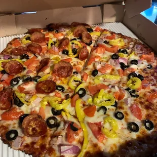 Half veggie, half plus pepperoni