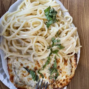 Eggplant Parmesan with Alfredo sauce