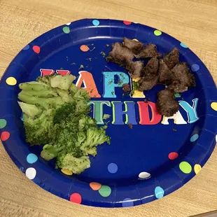 I shared some steak and broccoli with my lil' buddy for his Birthday.