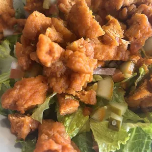 Chicken buffalo bowl with diced pickles