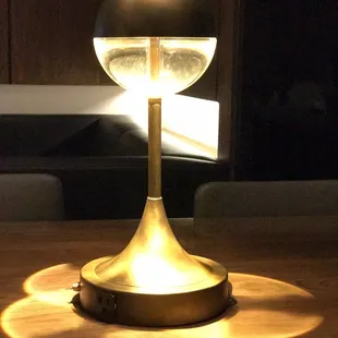 a table with a lamp on it
