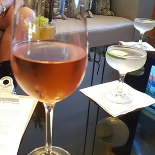 Rose, mojito and gimlet