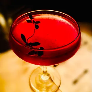 My Universe - Mezcal, Blueberry, Concord Grape, Coconut Charcoal, Lime, Marjoram, Cayenne, Pearl Dust, and APO Rejuvenate Bitters