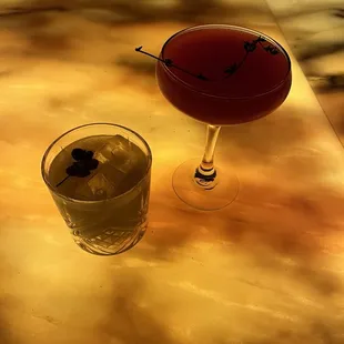 Drinks at the bar downstairs.
