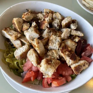 Small chopped green with chicken.