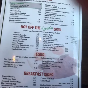 Breakfast menu