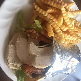Club pita with a side of fries