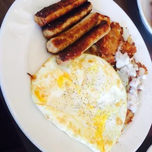 Sausage, egg, potatoes