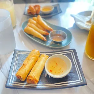Spring roll, shrimp roll, fried pork dumpling