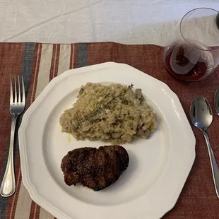 Grilled Filet mignon with Truffle Mushroom Risotto
