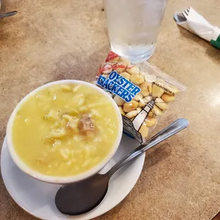 Chicken Lemon Rice Soup my choice included with lunch. Perfectly delicious!   6/29/2022