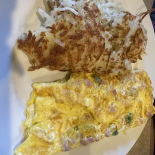 Hashbrowns and omelet