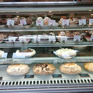 a display case of baked goods