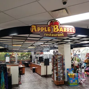 Inside the gas station looking at the restaurant