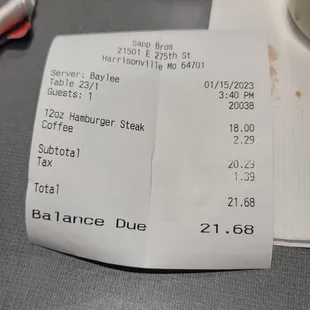 Without the tip total definitely for 12 oz of hamburger steak not too shabby. Payed the same price recently for 8 oz of it