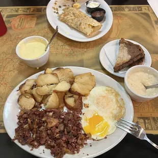 Corned beef hash, breakfast burrito