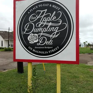 a sign for apple dumpling deli