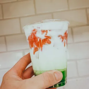 Iced Strawberry Matcha! Super popular!