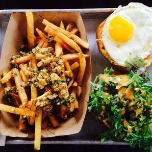 Brunch Burger with Garlic Fries
