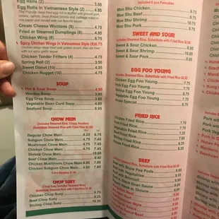 menu