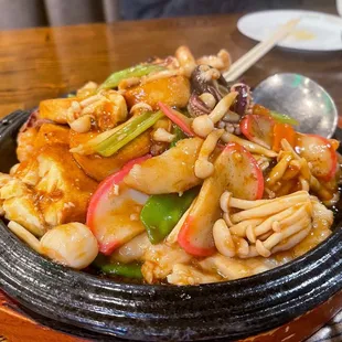 Seafood Egg Tofu On Sizzling Plate  This was so good with rice