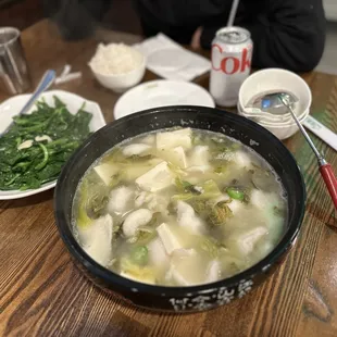 Sour Cabbage and Fish Tofu Soup